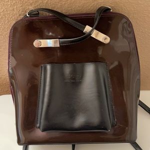 Beijo Black Plum Backpack Purse Used 